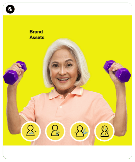 Cardiclear portfolio: healthy and strong elderly lady lifting weights.