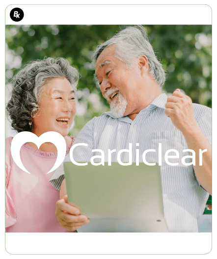 Cardiclear portfolio: a happy and healthy elderly couple in the park enjoying life.